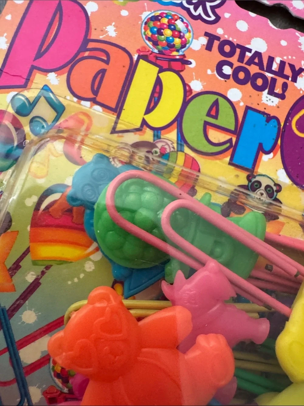 New old Stock Vintage Lisa Frank Rainbow Paper Clips - Bright Multicolor Shapes